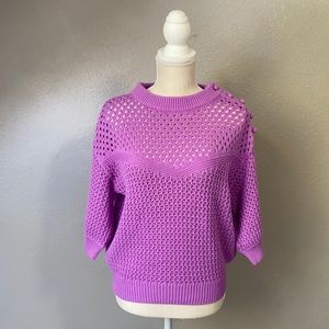 J Crew Purple Crochet Sweater Size XS